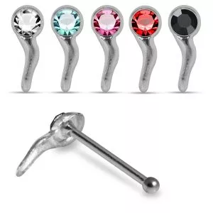 Graceful Solitude 925 Sterling Silver Single Stone Tadpole Nose Stud