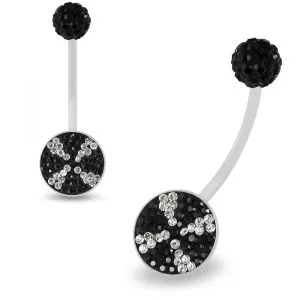 Multi Crystals jeweled swirl Transparent BioFlex with Crystal Ferido Ball Top pregnancy Belly Ring