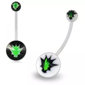 Marijuana Transparent BioFlex with UV Ball Top pregnancy Belly Ring