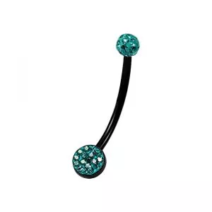 Black BioFlex with Crystal Ferido Top Ball Belly Ring