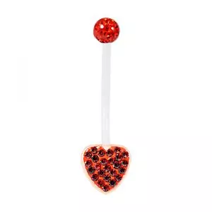 Heart Bio Flex with Crystal Ferido Top Ball Belly Ring