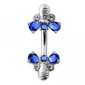 Jeweled Busy Bees Spinal Belly Button Ring