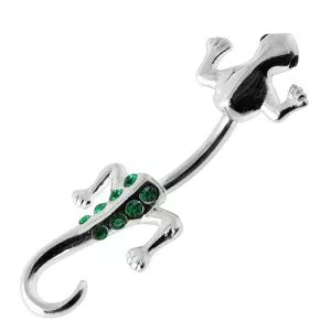 Lizard with Jeweled Tail Spinal Belly Button Ring