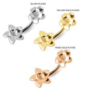 Plain Plumeria Flowers Spinal Belly Button Ring