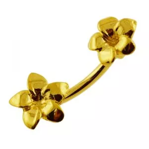 Plain Plumeria Flowers Spinal Belly Button Ring