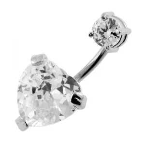 Jeweled Heart Spinal belly button jewelry