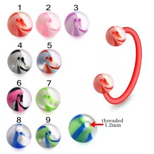 Bio Flex Eyebrow Circular Barbell With Fancy Acrylic Mix Color UV Balls