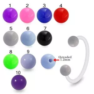 Bio Flex Eyebrow Circular Barbell With Hand Painted Plain UV Balls