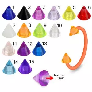 Bio Flex Eyebrow Circular Barbell With Fancy Color UV Cones