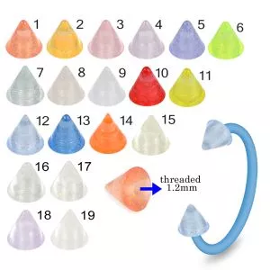 Bio Flex Eyebrow Circular Barbell With Faded Color UV Cones