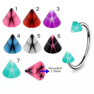 316L Surgical Steel Circular Barbell With Multi Color Blurred Alien UV Cone