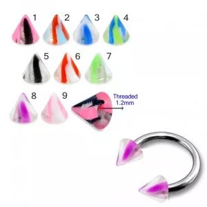 316L Surgical Steel Eyebrow Circular Barbell With Fancy Transparent with colorful UV Cones