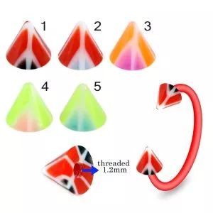 Bio Flex Eyebrow Circular Barbell With Checked Design UV Cones