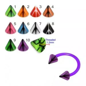 UV Circular Barbells with UV Fancy Colorful Peace Sign Cones