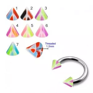 316L Surgical Steel Eyebrow Circular Barbell With Colorful Multi Layer Triangle UV Cone