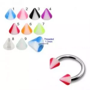 316L Surgical Steel  Eyebrow Circular Barbell With Double Color UV Cones