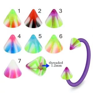 Bio Flex Eyebrow Circular Barbell With Melted Candy Design UV Cones