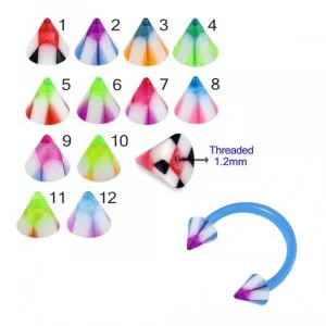 UV-Acrylic Circular Barbells with UV Fancy Colorful Checker Cone