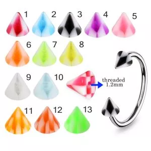 316L Surgical Steel Eyebrow Circular Barbell With Checked Design UV Cones