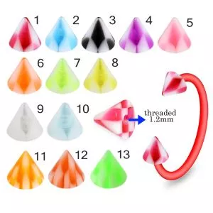 Bio Flex Eyebrow Circular Barbell With Checked Design UV Cones