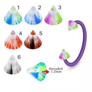 Bio Flex Eyebrow Circular Barbell With Colorful Stripes UV Cones