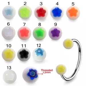 316L Surgical Steel Eyebrow Circular Barbell With Star UV Balls