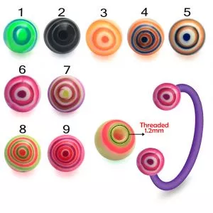 Bio Flex Eyebrow Circular Barbell With Marble Print Acrylic UV Balls