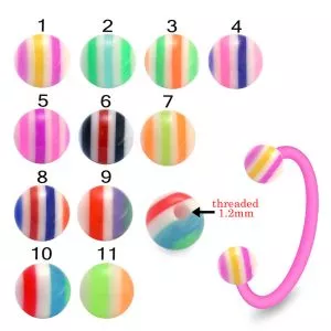 Bio Flex Eyebrow Circular Barbell With Marble Acrylic UV Balls