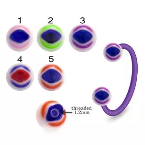 Bio Flex Eyebrow Circular Barbell With Evil Eye Design UV Balls