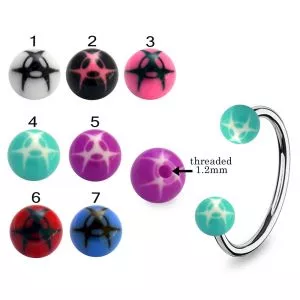 316L Surgical Steel Eyebrow Circular Barbell With Bio Hazard Design UV Balls