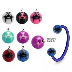 Bio Flex Eyebrow Circular Barbell With 3MM Bio Hazard Design UV Balls