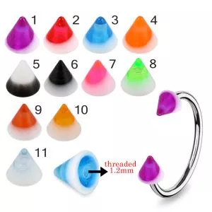 316L Surgical Steel Eyebrow Circular Barbell With Double color Fancy UV Cones