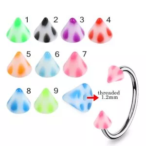 316L Surgical Steel Eyebrow Circular Barbell With Colorful Small Dots Design UV Cones