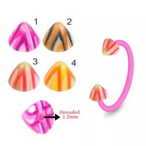 Bio Flex Eyebrow Circular Barbell With Melting colors Design UV Cones