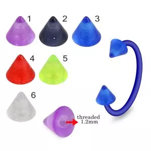 Bio Flex Eyebrow Circular Barbell With Plain UV Cones