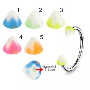 316L Surgical Steel Eyebrow Circular Barbell With Cream Design UV Cones