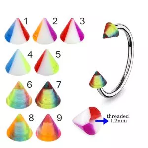 316L Surgical Steel Eyebrow Circular Barbell With Colorful Design UV Cones