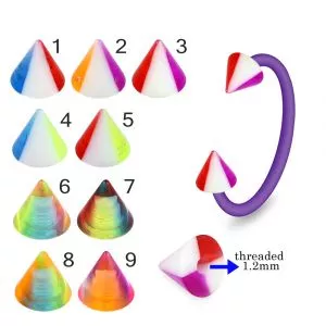 Bio Flex  Eyebrow Circular Barbell With Colorful Design UV Cones