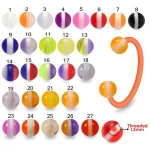 Bio Flex Eyebrow Circular Barbell With UV Stripe Balls