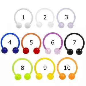 UV-Acrylic 16Gauge Heavy Gauge Circular Barbell Ring Piercing