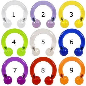 UV-Acrylic Heavy Gauge piercing with 6G Circular Barbell Ring 