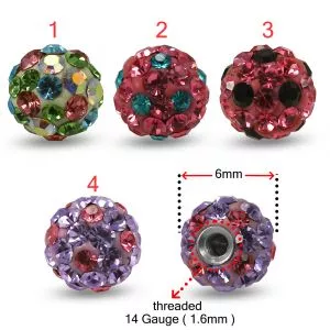 Multi Colorful Crystals Jeweled 6mm Ferido Ball