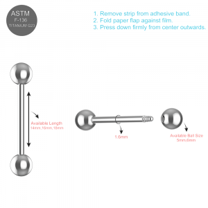 EO Gas Sterilized G23 Grade Titanium Tongue Barbell with Ball