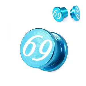 Anodized Aluminium Internally Threaded No.69 Logo Flesh Tunnel