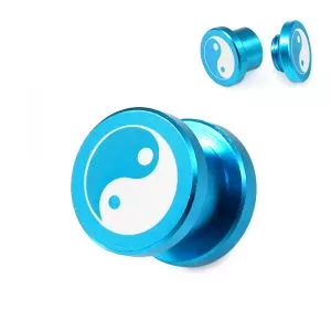 Anodized Aluminium Internally Threaded Yin Yang Logo Flesh Tunnel