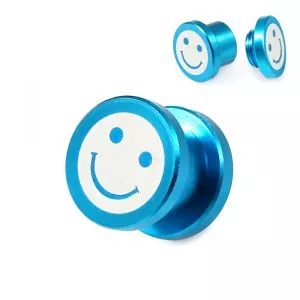 Anodized Aluminium Internally Threaded Smiley Logo Flesh Tunnel