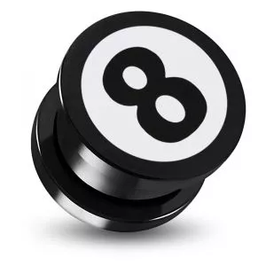 Black Anodized Aluminium Internally Threaded No.8 Logo Flesh Tunnel