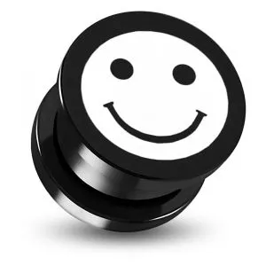 Black Anodized Aluminium Internally Threaded Smiley Logo Flesh Tunnel