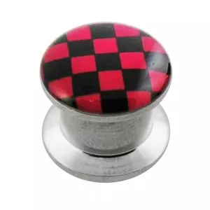 Internally threaded Checker Logo Ear Flesh Tunnel