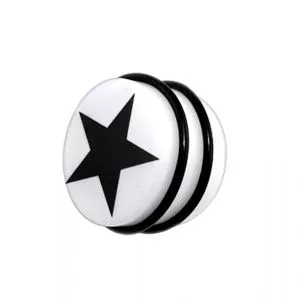UV Fancy Black Star Ear Stud  with 'O' Ring EAR906